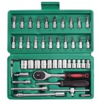 Coffret cl�s � douilles embouts, 46pcs jeu de cl�s � cliquet en acier au chrome vanadium, outil de r�paration ...