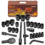 Coffret de douilles  chocs 3 / 4  12 pans 17 - 65 mm, coffret de 26 pices