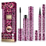 Coffret maquillage l�opard, mascara noir + crayon eyeliner, mascara waterproof 4d � fibres