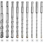 Coffret de m�ches et burins pour un perforateur, lot de 9 forets sds - plus pour perceuse � percussion ...