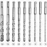 Coffret de m�ches et burins pour un perforateur, lot de 9 forets sds - plus pour perceuse � percussion ...
