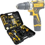 Coffret d'outils 118 pi�ces - comprend une perceuse - visseuse sans fil 12 v, une mallette de rangement ...
