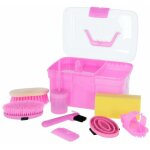 Coffret de pansage rose avec contenu 8 pices pour enfants bote de pansage avec brosses - kerbl