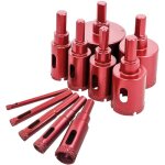 Coffret de scies cloches diamantes pour carrelage / verre / marbre (6 mm - 50 mm, 11 pices)