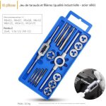 Coffret tarauds et fili�res 16 pi�ces m3 - m12, filetage fin et large, acier alli� gcr15, mallette de ...