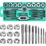 Coffret de tarauds et fili�res, 20 pi�ces, tailles m�triques m3 � m12, avec cl� � tarauder et accessoires ...