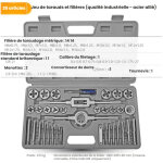 Coffret tarauds et fili�res 35 pi�ces m3 - m12, filetage fin et large, acier alli� gcr15, mallette de ...