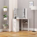 Coiffeuse d'angle table de maquillage cosmtique blanc vidaxl