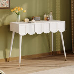 Coiffeuse chambre 100x40x76cm table de maquillage avec 2 tiroirs cloud style moderne minimaliste blanc ...