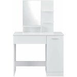 Helloshop26 - coiffeuse design avec miroir tiroir tagres commode de coiffure 138 cm blanc