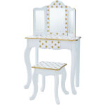 Teamson kids - coiffeuse enfant en bois avec miroir tabouret blanc or fantasy fields teamson td - 11670m ...