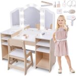 Coiffeuse enfant - mamabrum - mod�le led - 102x40x114 cm - 9 accessoires - design moderne blanc