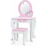 Coiffeuse enfant motif licorne - 49x34x89, 5cm - table de maquillage avec tabouret / miroir detachable, ...