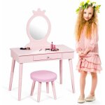 Coiffeuse pour enfants avec tabouret, coiffeuse et chaise, table cosmetique avec miroir et tiroir, egalement ...