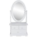 Coiffeuse avec miroir pivotant ovale mdf vidaxl