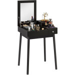 Coiffeuse avec miroir table de maquillage, 2 tiroirs, miroir pliable pour chambre � coucher, salon, 60x50x85, ...