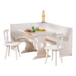 Pegane - coin repas en bois massif blanc, dim : 50 x 172 x 87 cm
