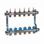 Collecteur inox 1  (26 / 34) plancher chauffant nu - 4 dparts mle 3 / 4  (20 / 27) ek - watts