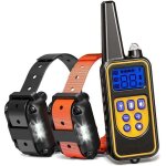 Collier de dressage pour deux chiens rechargeable et ip67 �tanche avec distance de 800m avec 99 niveaux ...