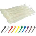 Collier de serrage en nylon - 100 mm x 2, 5 mm - blanc - attache cble petit format - serre - cbles ...