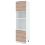 Colonne de cuisine pour micro - onde et four encastrable bellissi chene 2 portes l 60 cm
