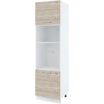 Colonne de cuisine pour micro - onde et four encastrable bellissi noyer blanchi 2 portes l 60 cm