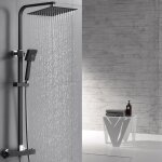 Colonne de douche lgante auralum - noir - ensemble de douche en pluie - set de douche pour salle de ...