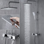 Colonne de douche - ensemble de douche - avec 10  douche de t�te et douchette - 4 fonctions - commutation ...