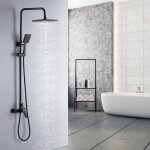 Auralum - colonne de douche noir - ensemble de douche avec douche de tête 26x19cm - douchette à main ... Auralum - colonne de douche noir - ensemble de douche avec douche de tête 26x19cm - douchette à main ...