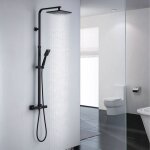 Colonne de douche noir avec mitigeur thermostatique 2 fonctions ensemble de douche design carr� set de ...