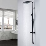 Colonne de douche noir avec mitigeur thermostatique 2 fonctions ensemble de douche design carr� set de ...