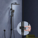 Colonne de douche noir sans robinetterie, ensemble de douche sans percement suppl�mentaire, syst�me de ...