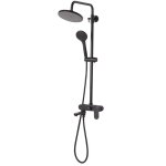 Colonne de douche avec pomme haute effet pluie douchette et robinet mitigeur en laiton noir mat pour ... Colonne de douche avec pomme haute effet pluie douchette et robinet mitigeur en laiton noir mat pour ...