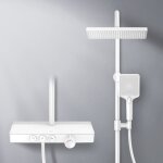 Emke - colonne de douche thermostat, 36 cm �tag�res en verre, douchette, 3 types de jets, ensemble de ...