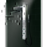 Colonne de douche thermostatique, 22 x 150 cm, verre blanc, schulte