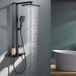 Colonne de douche thermostatique 38�c noir, kit de douche 3 fonctions avec sortie en cascade, double ...