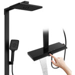 Colonne de douche thermostatique 40�c noir, kit de douche 3 fonctions avec sortie en cascade, �tag�re ...