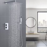 Colonne de douche thermostatique � encastrer kit de douche encastr� avec pommeau grande pluie ensemble ...