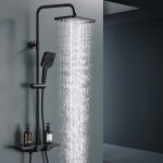 Colonne de douche thermostatique noir salle de bain chrom�e ensemble douche laiton avec douchette 3 jets ...