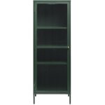 Colonne de rangement 1 porte en verre stri et mtal h160cm - vert fonc - bjorn