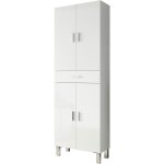 Pegane ? colonne de salle de bain 4 portes blanc brillant ? 60 cm largeur x 182 cm hauteur x 29 cm profondeur ...