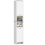 Akord - colonne salle de bain beti blanche 32 cm 2 portes fa�ade blanche 4 �tag�res 32x28x180 cm