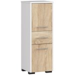 Abamihome - colonne salle de bains akord fin blanche 30 cm 2 portes 1 tiroir faade chne sonoma 3 tagres ...