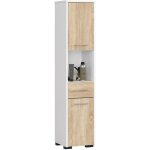 Abamihome - colonne salle de bains akord fin blanche 30 cm 2 portes 1 tiroir fa�ade ch�ne sonoma 5 �tag�res ...
