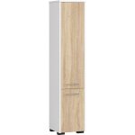 Abamihome - colonne salle de bains akord fin blanche 30 cm 2 portes faade chne sonoma 5 tagres 30x30x140 ...