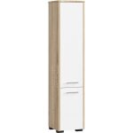Abamihome - colonne salle de bains akord fin chne sonoma 30 cm 2 portes faade blanche 5 tagres 30x30x140 ...
