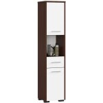 Abamihome - colonne salle de bains akord fin weng 30 cm 2 portes 1 tiroir faade blanche 5 tagres ...