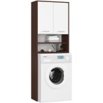 Abamihome - meuble pour machine  laver fin weng 64 cm 2 portes faade blanche niche 4 tagres 64x30x180 ...