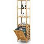 Costway - colonne pour salle de bain avec panier  linge basculant et 3 etagres de rangement meuble ...