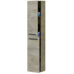 Colonne salle de bain suspendue avec 2 portes coloris alaska ch�ne � n?uds - hauteur 150 x longueur 30 ...